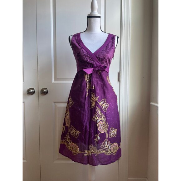 Esprit Collection Purple Embroidered Wrap Dress - Size 10 - Picture 1 of 8